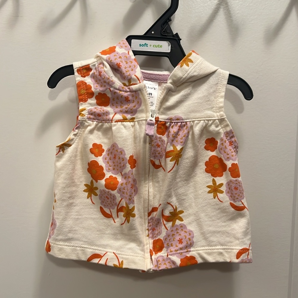 Carter's - Orange & Pink Floral Hooded Vest
